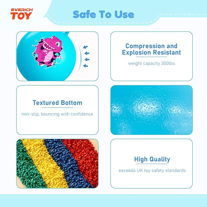 EVERICH TOY Hopper Ball for Kids 4-8, 18In Dinosaur Hoppity Hop Ball, Sit On Bouncy Balls with Handle, Indoor Outdoor Christmas Hopping Toys Gifts for Boys Girls