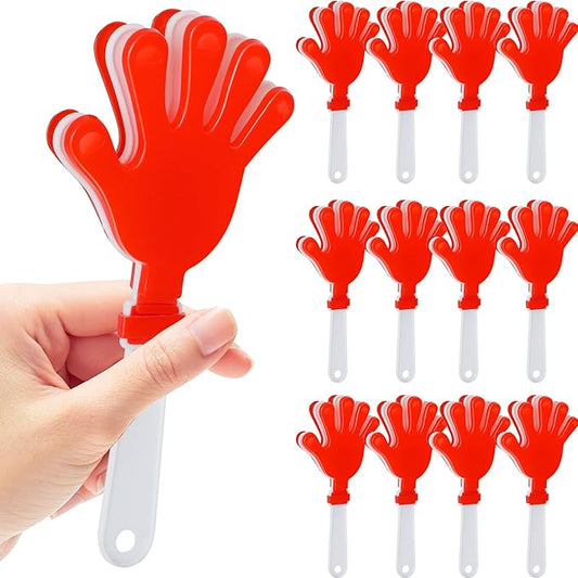 12 Pcs Hand Clappers Noisemakers 7.5 Inch Clappers Noisemakers Plastic Hand Clappers for Birthdays Game Football Sporting Events Cheers Supplies Dance Basketball Football Noisemakers(Red and White)