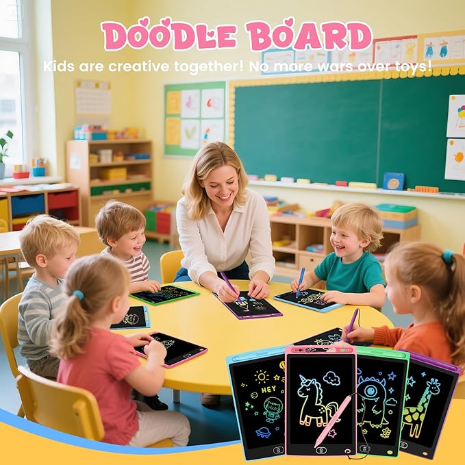 12 Pack LCD Writing Tablet for Kids, Erasable and Reusable Toddler Doodle Board in 8.5 inch, Ideal Educational Drawing Pad for Learning Toy for Ages 3-8 Gifts for Girls Boys