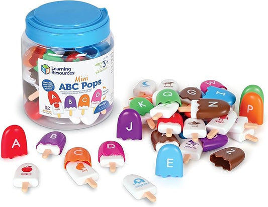 Learning Resources Mini ABC Pops – Alphabet Toys, ABC Puzzle, Phonics Games for Toddlers, Fine Motor Toys, Play Food Set, Preschool Activities, Sensory Bin Letters, Gifts for Kids