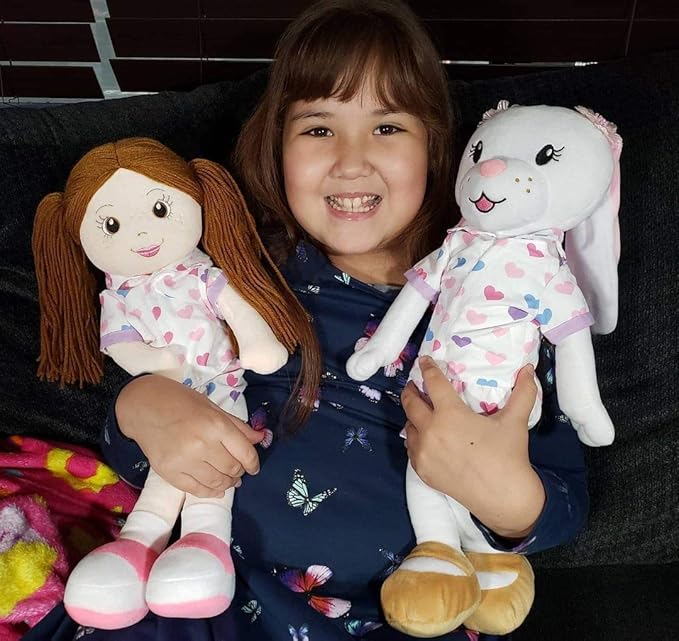 Plushible Soft Baby Doll, 18 Inch Bunny - Plush Rag Doll with 2 Clothing Sets, My First Plush Toy for Girls, Boys & Infants, Soft Baby Stuffed Toy, Adorable Companion for 1 Year Old & Up