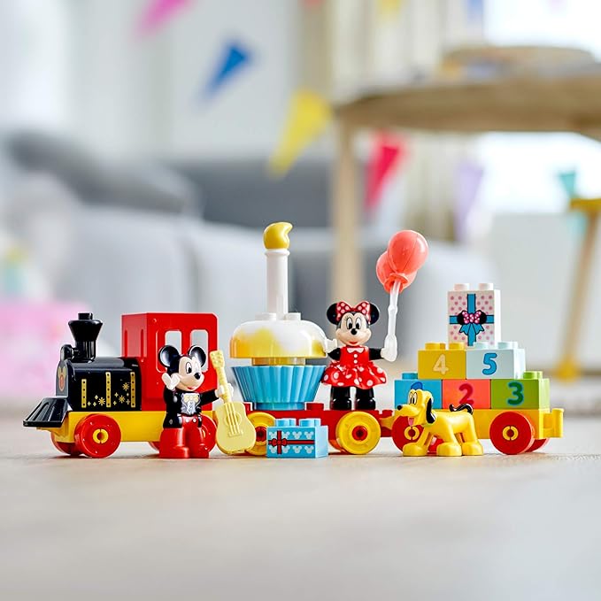 LEGO DUPLO Disney Mickey & Minnie Mouse Birthday Train Toy - Building Blocks for Toddlers, Ages 2+ - Pretend Play Learning Toy for Girls & Boys - Gift for Christmas - 10941