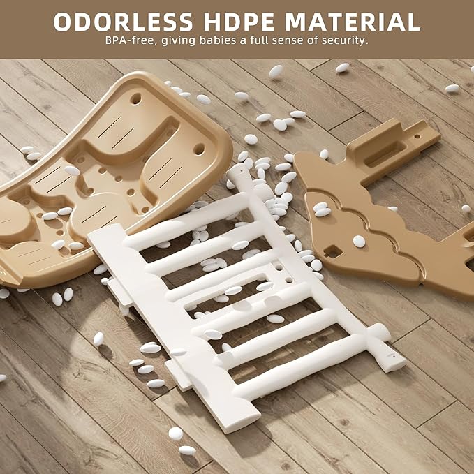 KORIMEFA 9-in-1 Toddler Slide, Kid Slide for Toddlers Age 1-3, Basketball Hoop, and Telescope, Indoor Outdoor Slide Toddler Playset Toddler Playground, Forest Themed Brown, FE-ST-SWW0308