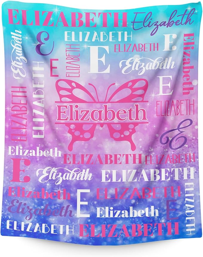 Blankets for Kids Girls 6-8, Custom Butterfly Gifts for Children Teens, Personalized with Name Soft Flannel Lightweight Monogram Name Accessories Blanket for Travel Camping Outdoor Decoration