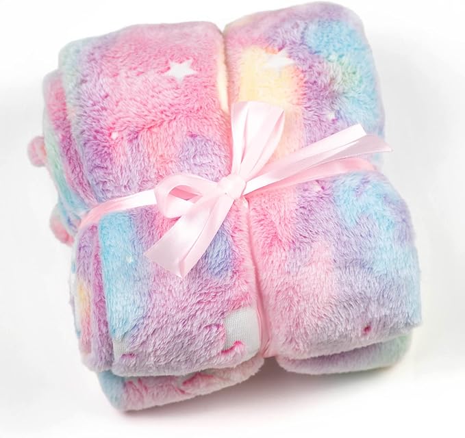 ModernMade Glow in The Dark Unicorn Blanket | Gifts for 1 2 3 4 5 6 7 8 9 10 Year Old Girls | Cozy and Soft Kids Blankets for Easter, Christmas, Birthday Gifts | 50" x 60" | Unicorn Pink
