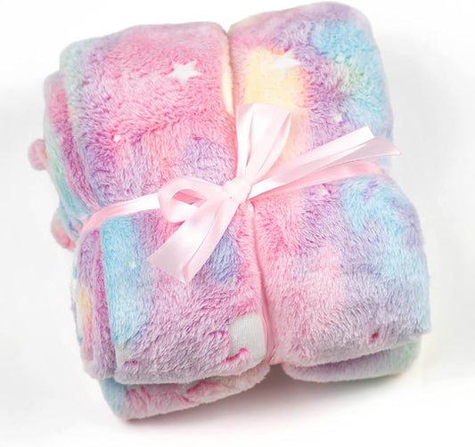 ModernMade Glow in The Dark Unicorn Blanket | Gifts for 1 2 3 4 5 6 7 8 9 10 Year Old Girls | Cozy and Soft Kids Blankets for Easter, Christmas, Birthday Gifts | 50" x 60" | Unicorn Pink