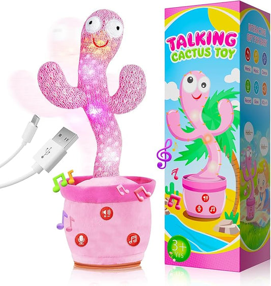 Rechargeable Dancing Talking Cactus Toy for Baby Toddlers, Baby Girl Toys, Volume Adjustable, Mimicking, Recording, Singing English Songs, Xmas Baby Toys & Gifts for Girls, Stocking Stuffers for Kids