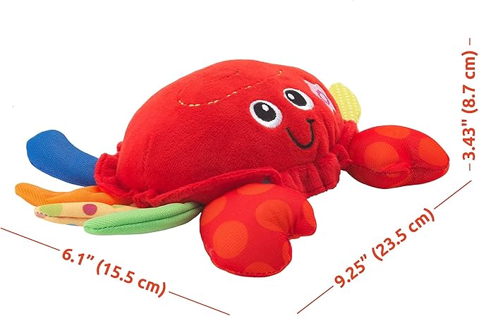KiddoLab Musical Plush Crab Toy for 3+ Month Old Babies with Nursery Rhymes, Sounds and Sensor Button for Tummy Time and Early Development