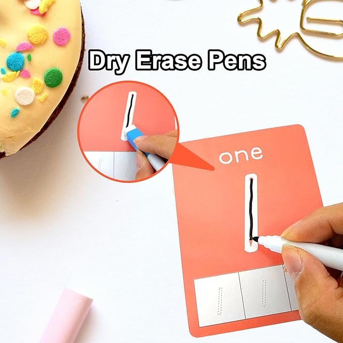 108PCS Toddler Flash Cards,Number, Alphabet, Math Flash Cards with 9 Dry Erase Pens - Early Education Flashcards for Kids, Preschool Learning Activities 3+