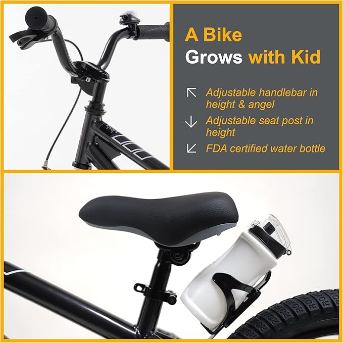 RoyalBaby Kids Bike Freestyle Classic & EZ Balance Pedal Switchable Bicycle, 12 14 16 18 Inch, 3-10 Years Toddler to Big Kids