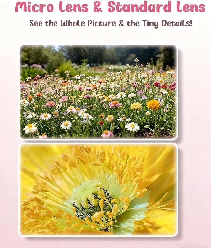 Microscope Camera for Kids Gifts Toys- Handheld Pocket Microscopes with 2.4" Screen and Autofocus - Mini Digital Educational Science Kit for Christmas Birthday for Age 3-5 5-7 8-12 Girls Boys(Pink)