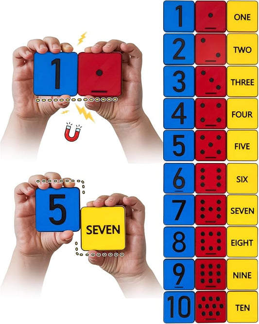 Learn Your Numbers! Self-Correcting Magnetic Tiles - Educational Toy Set for Counting, Number Sense and Word Recognition – Fun and Engaging Number Puzzle for Essential Skill Development