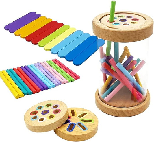 Montessori Shape & Color Sorting Montessori Toys for Toddlers 3, Wooden Fine Motor Skills Sensory Toy Preschool Learning Toys Travel Gift for Boys and Girls (Acrylic Set)
