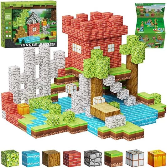 Magnetic Blocks Cubes Toys for Kids, Sensory Building Toys for Toddlers Boys & Girls, Magnet Building Blocks Construction Education Learning Toys, 63PCS