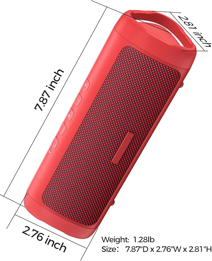 Bluetooth Speaker Gifts for Men: Portable Wireless, IPX5 Waterproof, White Elephant Gifts for Adults, Stocking Stuffers for Teens Boy Girl, Up to 20H Playtime, TWS Pair, for Home/Party/Outdoor (Red)