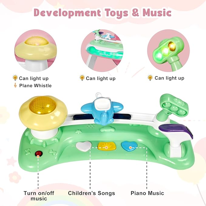 5 in 1 Baby Walker, Activity Baby Walker-Baby Bouncer, Rocker, Activity Center,Seat and Push Walker,Detachable Trampoline Mat, Adjustable Speed Rear Wheels and Height,Ages 6-18 Months