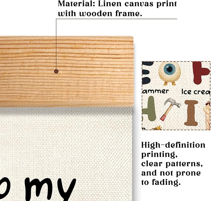 Educational Wall Art Posters ABC Alphabet Chart, Learning Posters for Kids,ABC Banner Poster, Canvas Wall Hanging Decor for Toddler Room Playroom Nursery Wall Classroom Decor 18.5x14inch(Colorful-06)