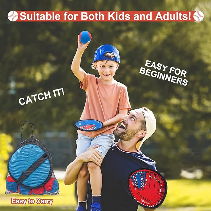 Toss and Catch Ball Game, Kids Toddler Baseball Glove & Catch Ball Toys, Kids Outdoor Games for Family, Toys for Beach Yard Outside, Birthday for Ages 3 4 5 6 7 8-12 Year Old Boys Girls