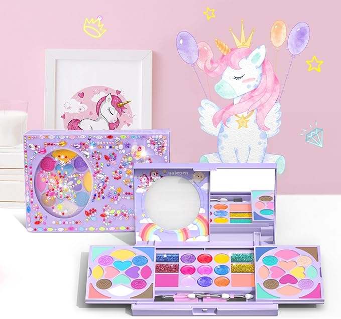 Kids Makeup Kit for Girls Real Washable Cosmetic 3+ Year Girl Birthday Gifts Pretend Play Toys for Girls 4-6, 6-8, 8-10 Non-Toxic