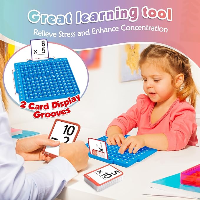 Torlam Math Flash Cards + Math Board, Multiplication Flash Card Times Table Chart, Math Manipulatives Division, Addition, Subtraction Games Toys for Kids, 1st, 2nd, 3rd, 4th, 5th, 6th Grade