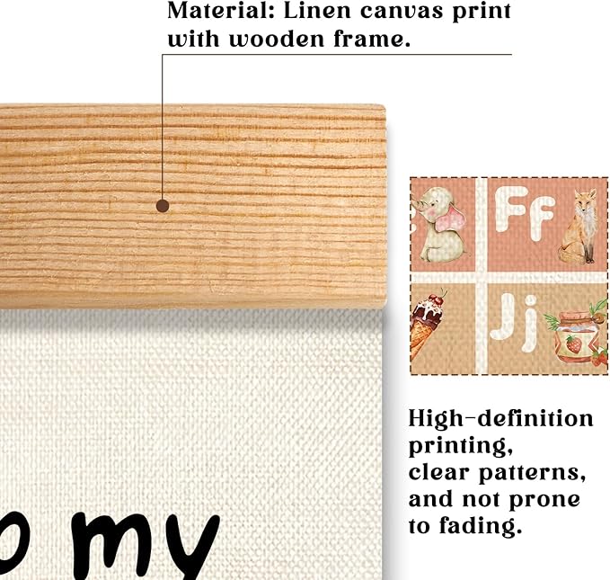 Kids Alphabet and Numbers Learning Posters Set of 2, Linen Canvas Educational Wall Art,Canvas Print Wall Hanging Posters, Cute Animal ABC 1-10 Numbers Charts for Nursery Playroom Preschool Classroom Decor, 18.5x14 Inch(Colorful-01)