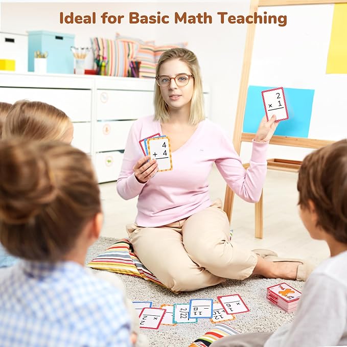 JoyCat 288 Math Flash Cards Set of 4- Multiplication, Division, Addition and Subtraction Flashcards for Kids 1st 2nd 3rd 4th 5th Grade or Kindergarten Homeschool Supplies