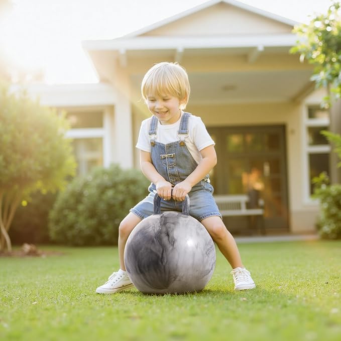 EVERICH TOY Hopper Ball for Kids 7-12, 20In Hoppity Hop Ball, Grey Clouds Sit On Bouncy Balls with Handle, Indoor Outdoor Inflatable Christmas Hopping Toys Gifts for Boys Girls