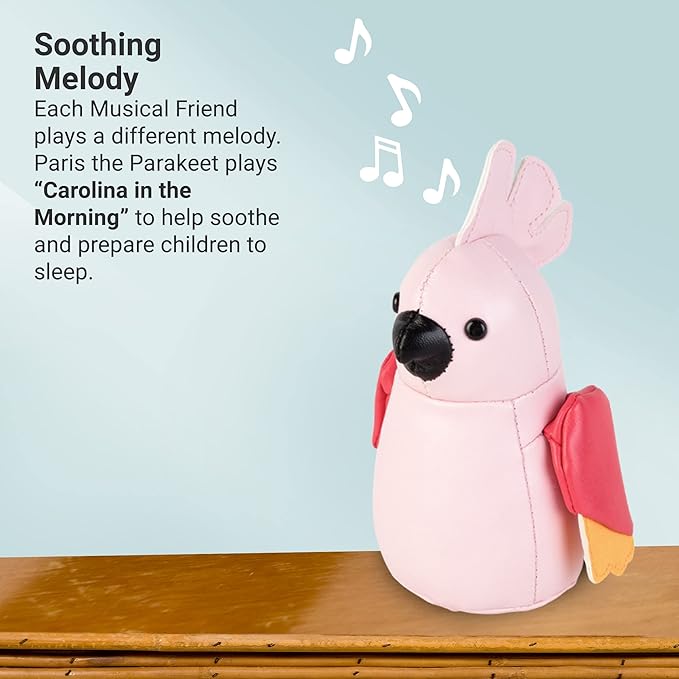 Little Big Friends Musical Baby Toy – Soft Plush Pull-String Cord Classical Toy for Baby & Toddlers | Soothing Stuffed Cuddly Animal Gift | Paris The Parakeet