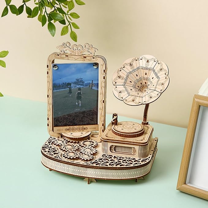 3D Wooden Puzzles Recording Camera Frame with LED Light DIY Jigsaw for Adults