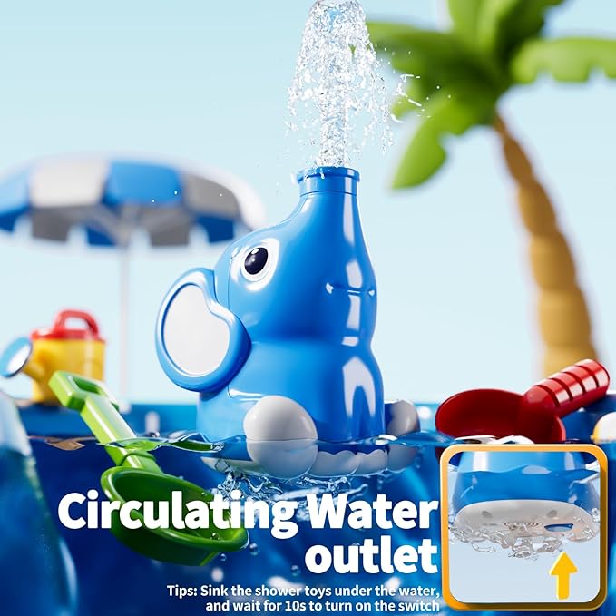 Water Table with Pump for Toddler Kids Ages 3-5 4-8, 2-Tier 3 in 1 Flower Shape Water Table, Kids Summer Outdoor Beach Pool Toys Water Play Sensory Table, Perfect Birthday Party Gifts for Boys Girls