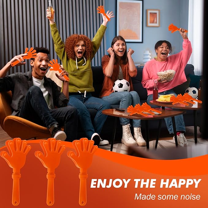 36 Pcs Hand Clappers Noisemakers 7.5 Inch Clappers Noisemakers Plastic Hand Clappers for Birthdays Game Football Sporting Events Cheers Supplies Dance Basketball Football Noisemakers（Orange）