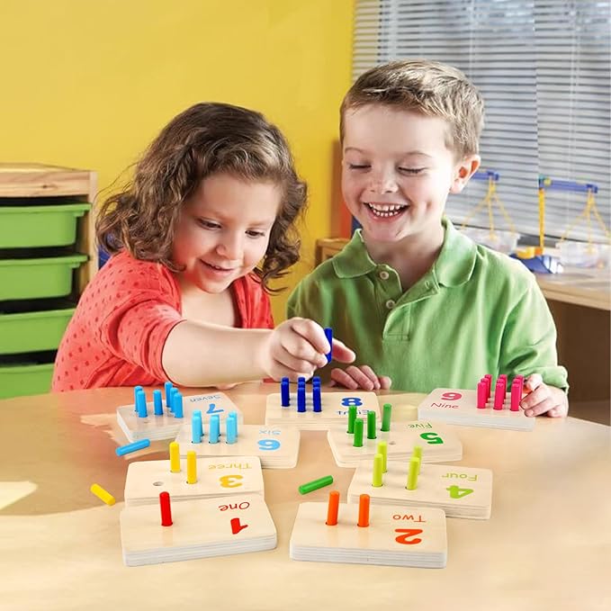 Wooden Counting Numbers Peg Board for Kids, Montessori Math Toy for Toddlers, Math Manipulatives Preschool Early Learning Educational Materials for Kids 3 4 5 6 7