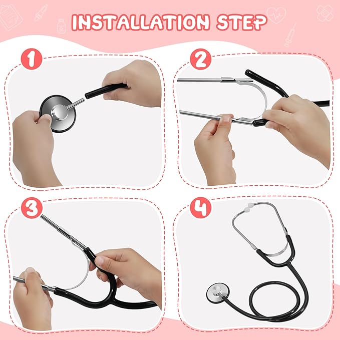 Kids Stethoscope Toy, 2 Pack Real Working Stethoscope for Kids, Toy Doctor Kit for Toddler 3 4 5, Boys Girls Nurse Cosplay Costume Accessories