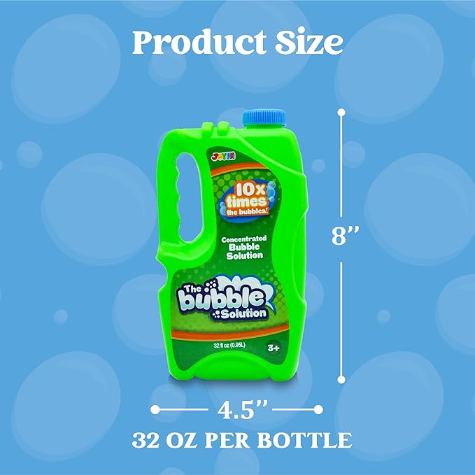 JOYIN 2 Bottles Bubbles Refill Solutions 64 oz (up to 5 Gallon), Concentrated Solution for Bubble Machine, Gun, Wand Refill Fluid Summer, Easter Toys (Double Green)