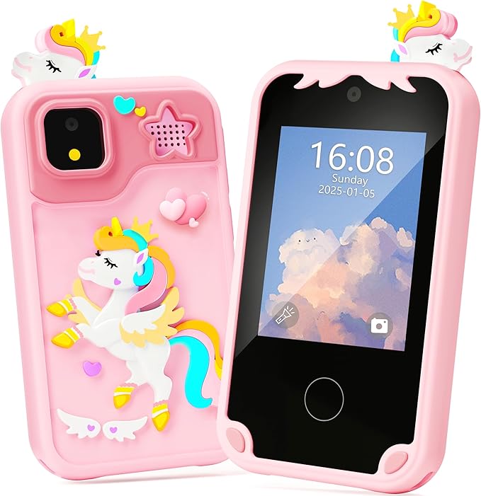 Kids Phone for Girl Toys, Kids Camera Toy Kids Toddler Tablet Smart Phone Christmas Birthday Gifts Toddler Ages 2,3,5,7,8,10 Year Old, Educational Learning Toys with 2.8" Touchscreen, Music Video Game