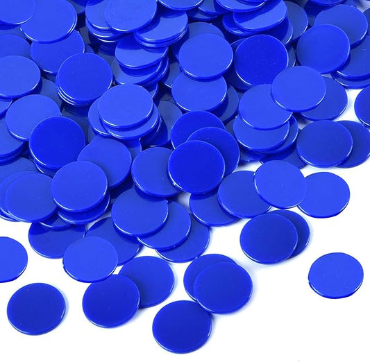 Coopay 1-1/5 inch Plastic Learning Counters Disks Bingo Chip Counting Discs Markers for Math Practice and Poker Chips Game Tokens, 200 Pieces(Blue)