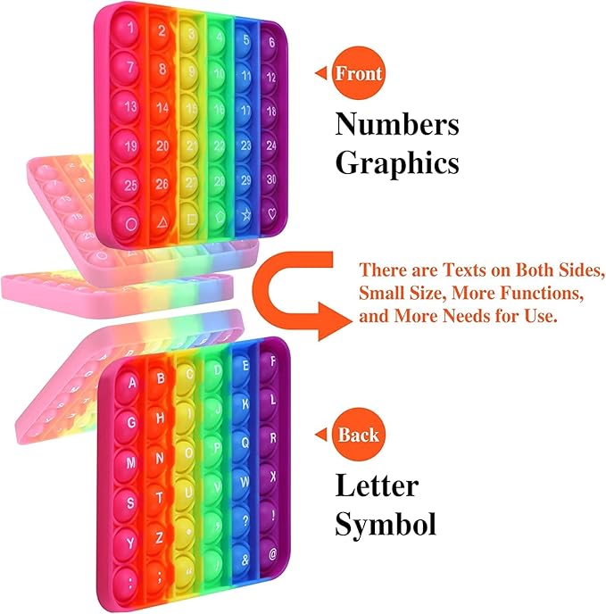 Letters P00p Fidget Toys,ABC Learning and Educational Toys,Poppers Fidget Toys,Stress Relief,Autism Sensory Toys [26 Letters on One Side | Numbers 1-30 on The Other Side] (1 Pack)
