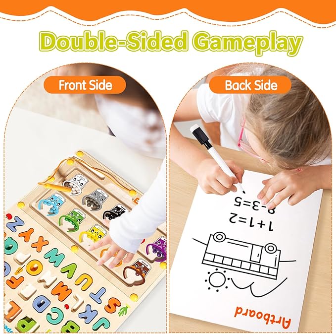 Magnetic Color & Number Learning Game for Toddlers, Montessori Counting Toys with 10 Cups & 55 Candy Balls, Fine Motor Skills Toys for Kids Ages 3 4 5, Preschool Educational