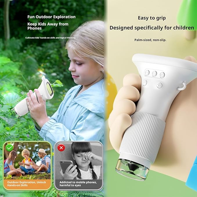 Lens Microscope Toy, Handheld Digital Microscopes, HD Pocket Portable Mini USB Microscopes Camera, 2" IPS Screen 1000X Microscope for Kids, Science Edu Fun Birthday Gifts Toys for Children (Yellow)