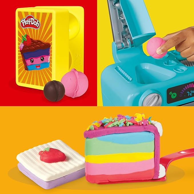 Play-Doh Super Slice Cake Playset, Toy Oven with Play Kitchen Accessories & 11 Modeling Compound Cans, Kids Arts & Crafts,, Ages 3+