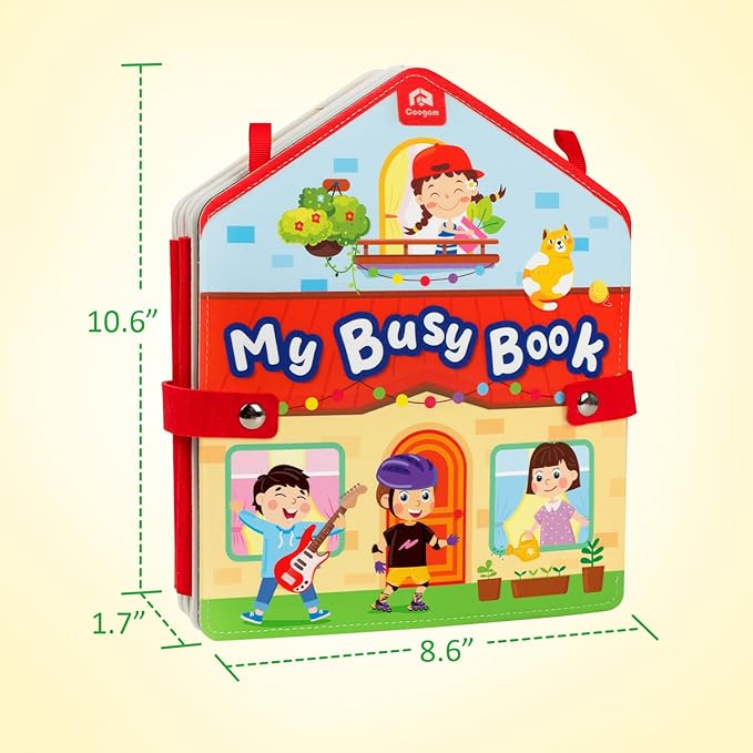 Coogam Toddler Felt Montessori Busy Book, Activity Busy Sensory Boards Fine Motor Skill Quiet Book Car Travel Busy Binder Autism Toys Preschool Learning Educational Toy Gift for 3 4 5 Year Old Kids