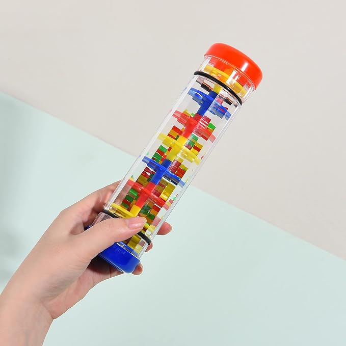 MIHEY 2 Pack Rainmaker Rain Stick Toy, 8 Inch Rainstick Musical Instrument for Babies Toddlers and Kids, Sensory Developmental Shaker