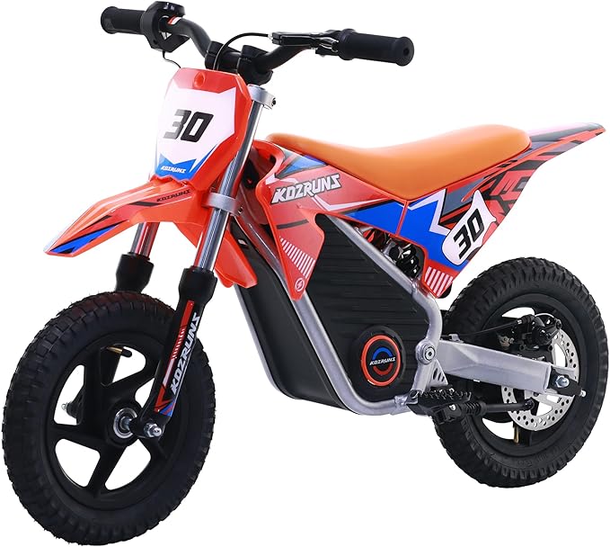Electric Dirt Bike for Boys Girls Ages 3-8, 250W High Racing Competition Grade Motorcycle, Up to 15MPH 3 Speed Settings Balance Bike, 12IN Off-Road Tires & Advanced Shock Absorption, Orange
