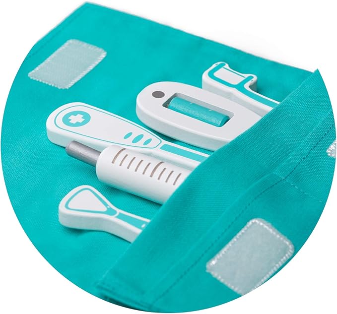 UMU® Wooden Doctor Kit for Kids – 18 pcs Doctor and Dentist Play Set for Toddlers with Stethoscope, Syringe, Tooth Model & More – Medical Pretend Play Toy for Boys and Girls Ages 3 4 5 6