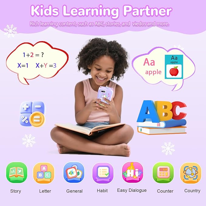 Lapare Kids Smart Phone Toy for Girls, 2.8" Touchscreen Toddler Learning Play Toy Phone with Dual Camera, Game, Music Player, 32GB SD Card, Christmas Birthday Gifts for Girls Age 3-10(Purple)