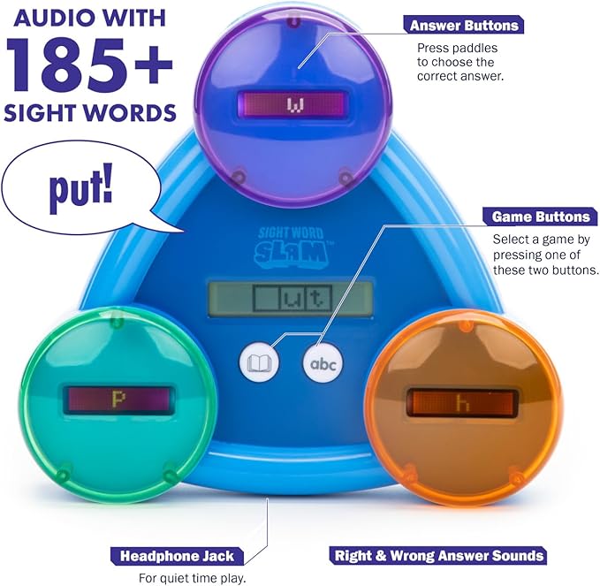 Educational Insights Sight Word Slam - Kindergarten Learning Activities, Electronic Sight Word Games, Flash Cards for Kids, Classroom Toys & Resources, Learn to Read CVC Words, Gifts for Kids Ages 5+