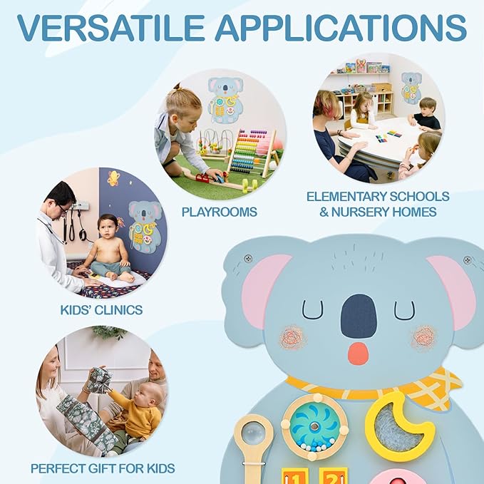 Monläurd® Wooden Koala Sensory Wall Toy, Busy Board for Toddlers, Montessori Sensory Wall Panel for Kids, Ideal for Classroom, Playroom & Daycare, Wall Activity Board