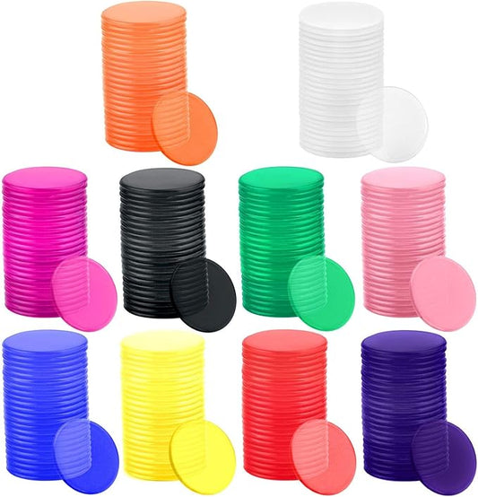 Coopay 200 Pieces 10 Colors 1-1/5 inch Plastic Learning Counters Disks Bingo Chip Counting Discs Markers for Math Practice and Poker Chips Game Tokens