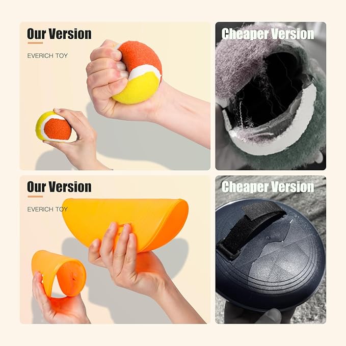 EVERICH Upgraded Toss and Catch Ball Game Set - Indoor and Outdoor Games for Kids 3-12, Beach Sand Pool Water Toy Includes 2 Paddles 2 Sticky Balls, Great Birthday Easter Gifts for Boys Girls