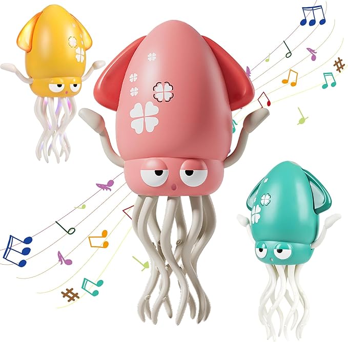 Electric Crawling Octopus Toy with LED Lights & Music, Smart Obstacle Avoidance, Interactive Auto-Dance Octopus for Gifts, Toddlers, Indoor Fun, Brings Endless Giggles (Pink)